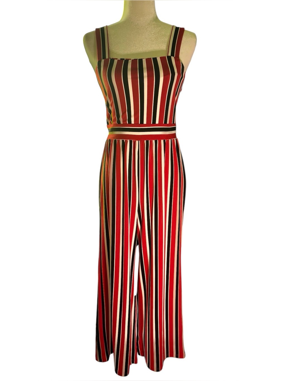 Express Multicolor Striped Wide Leg Jumpsuit Romper | Retro Stripe | Size Small